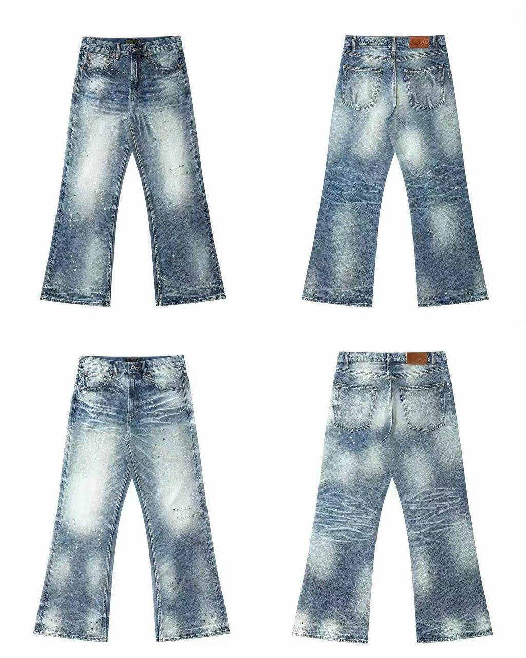 Frosted Glacier Fresh-Wash Distressed Whisker  Flare-Leg Jeans