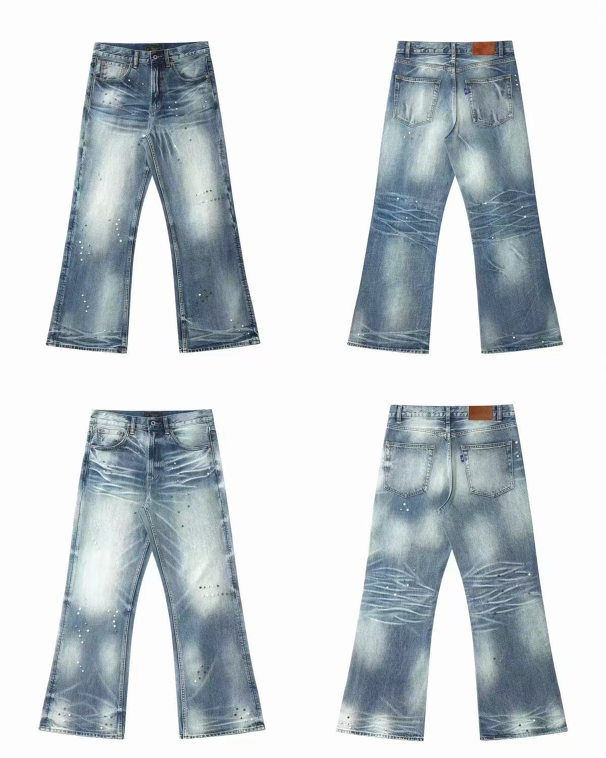 Frosted Glacier Fresh-Wash Distressed Whisker  Flare-Leg Jeans