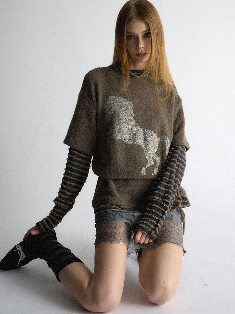 [A001142]Dirty Fit' Vintage Grunge Horse Racing Tee