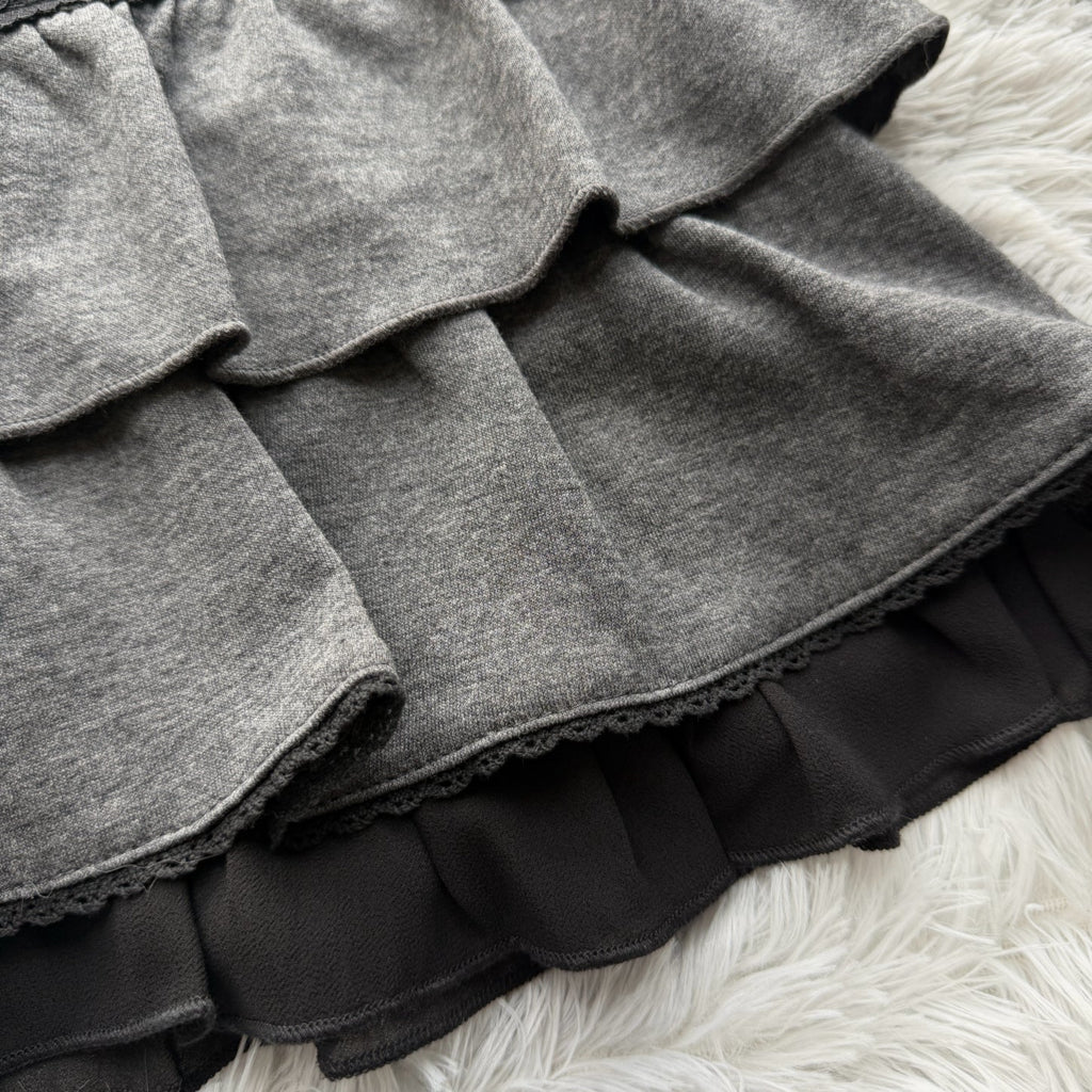 Vintage Button A-Line Mini Skirt with Built-in Shorts