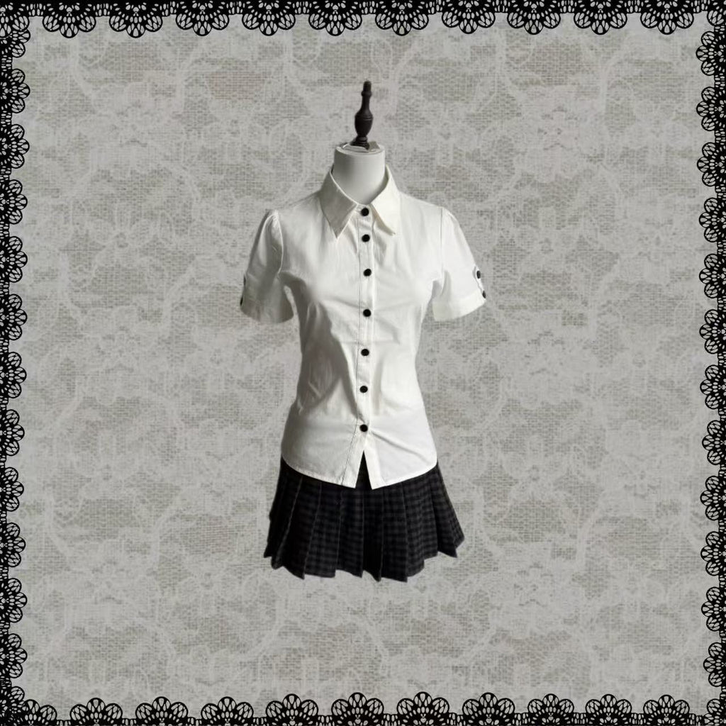 Basic White Shirt with Black Buttons