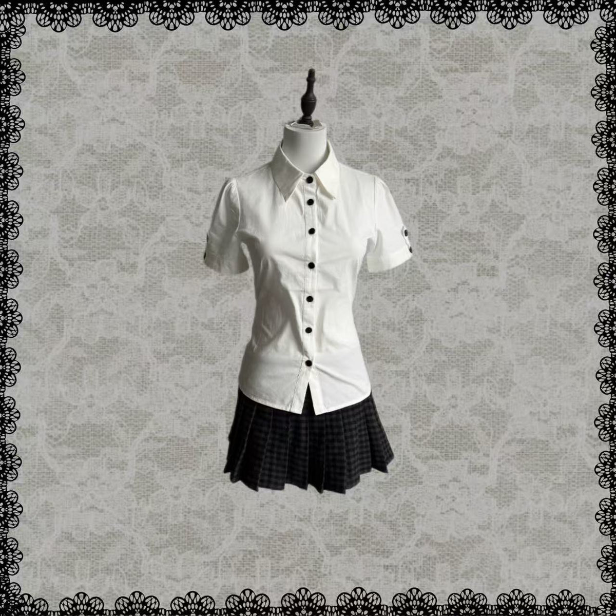 Basic White Shirt with Black Buttons