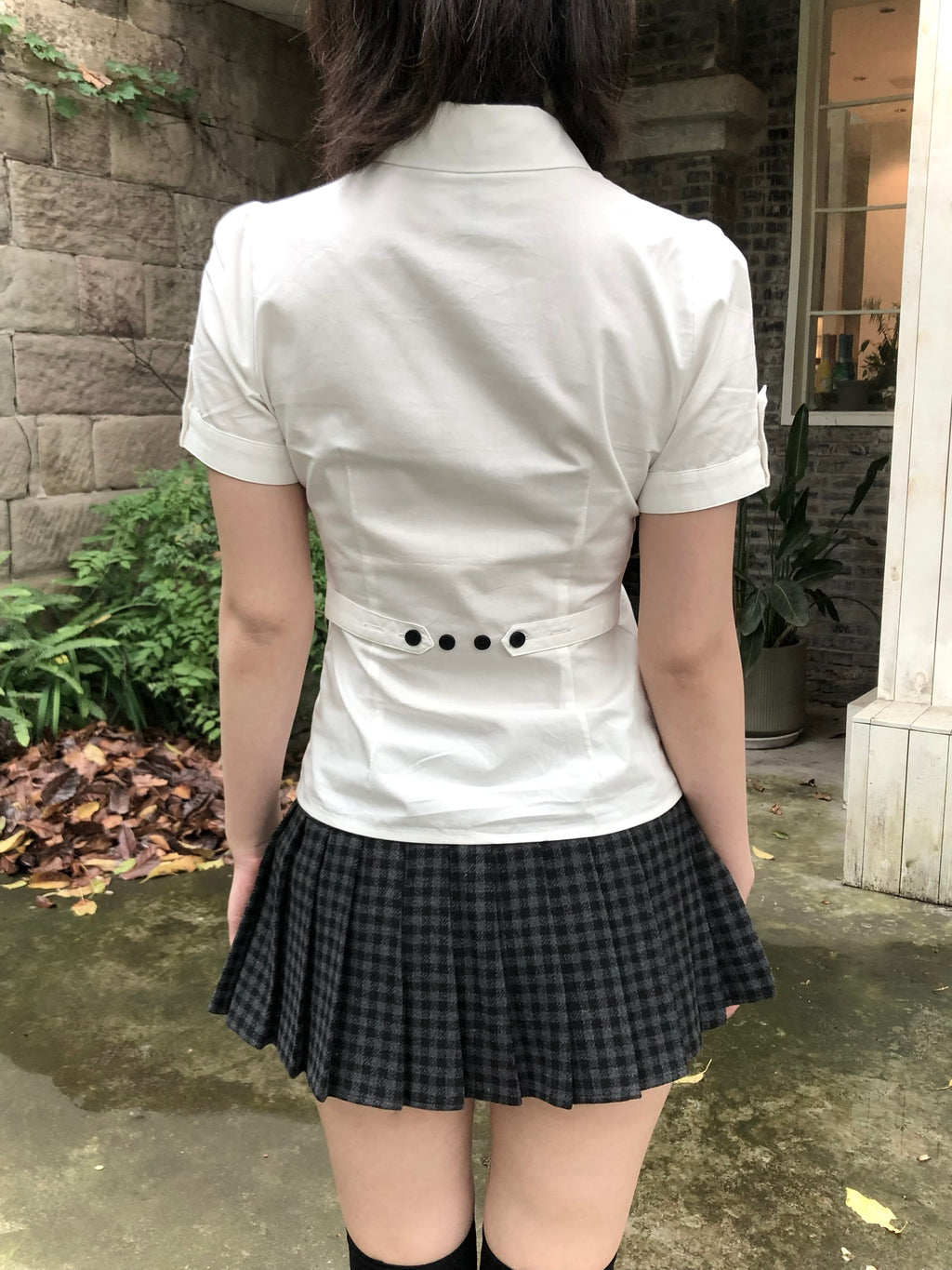 Basic White Shirt with Black Buttons