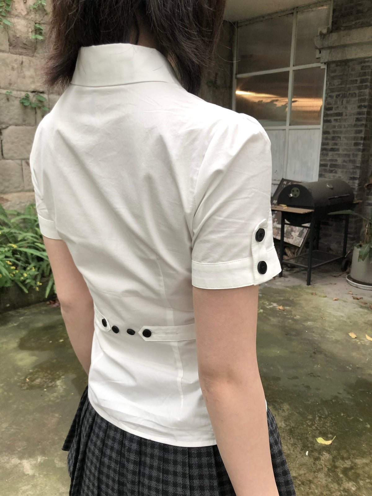 Basic White Shirt with Black Buttons