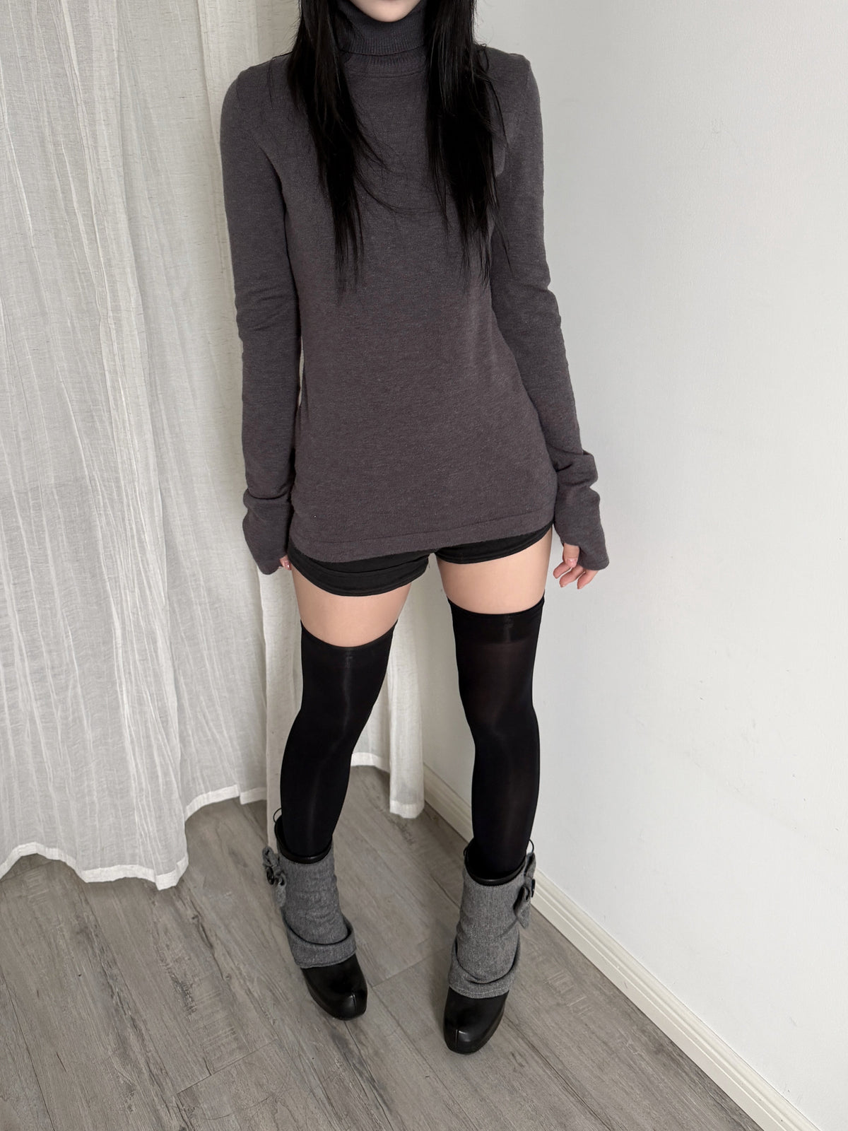 Turtleneck Thumbhole Cuff Sweater