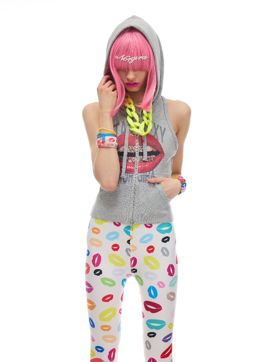 NORGIRA | STAY SEXY Ribbed Hooded Zip-Up Tank Hoodie