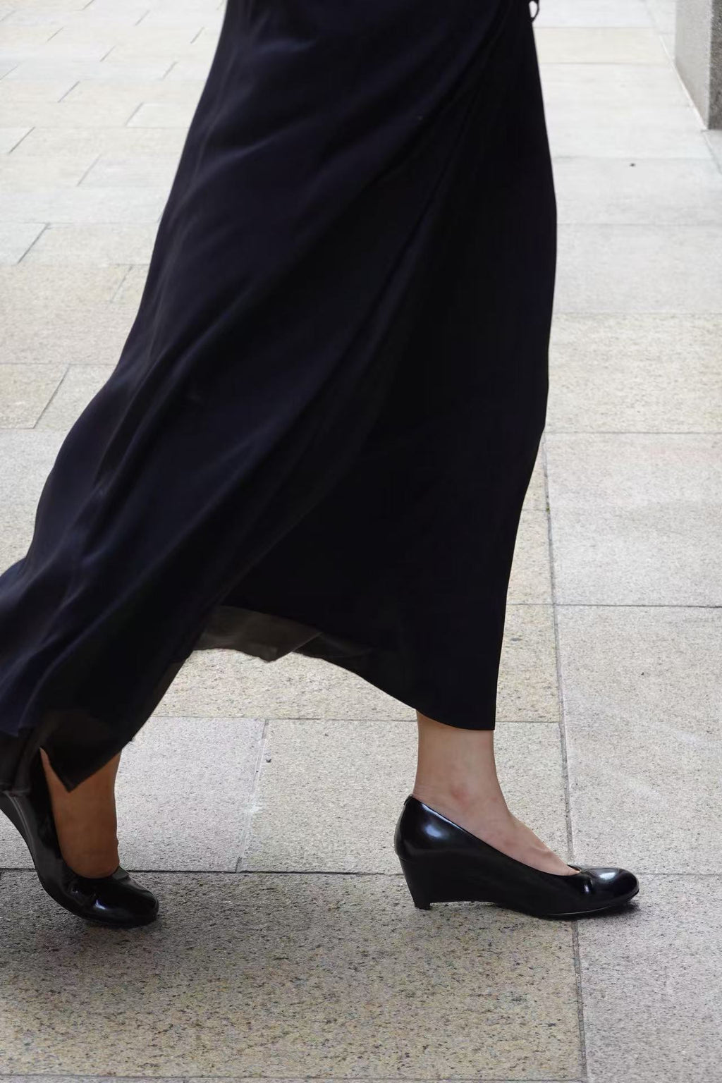 Black Patent Leather Wedge Heel Shoes