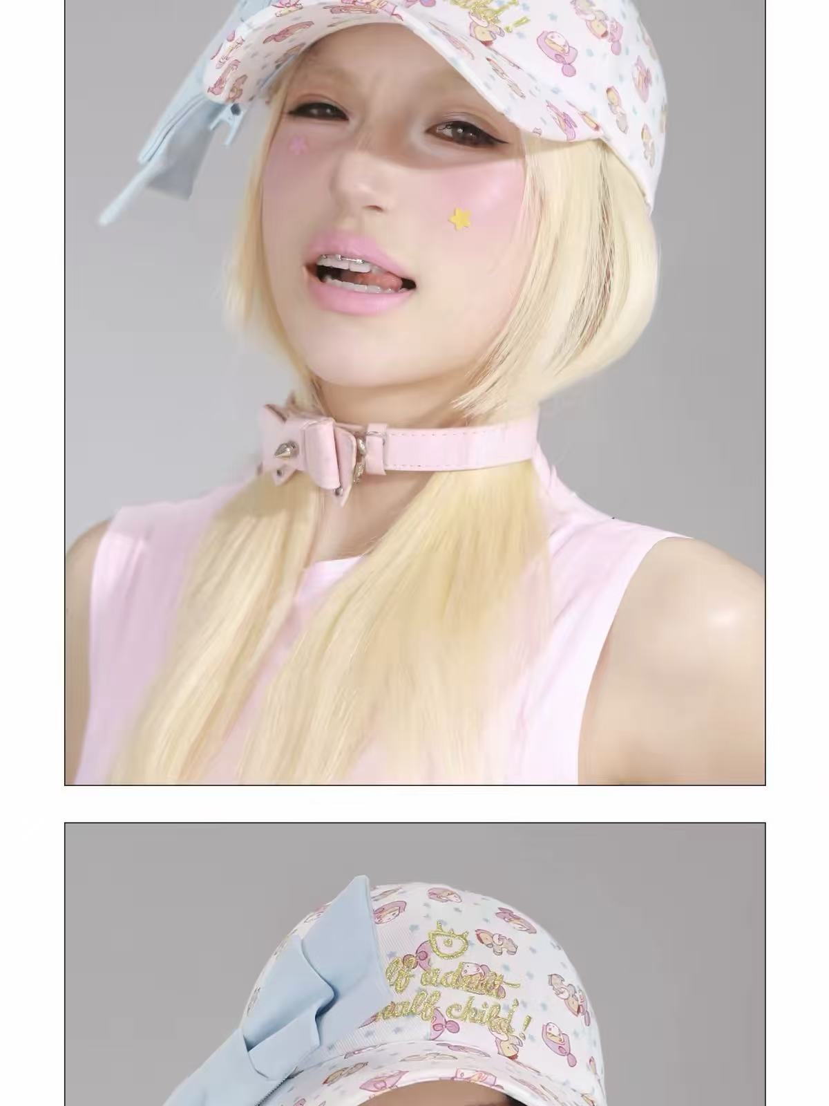 BABY BOW PRINT OVERSIZED BASEBALL CAP
