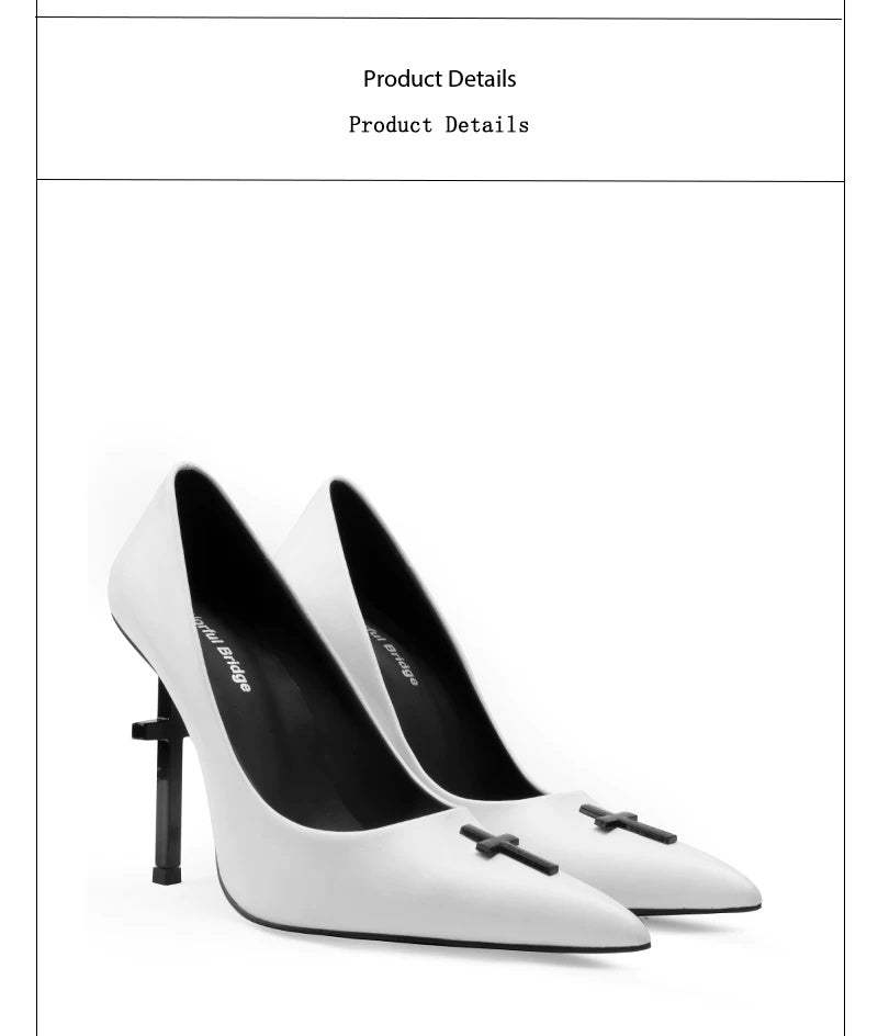 White Gothic Cross Heels
