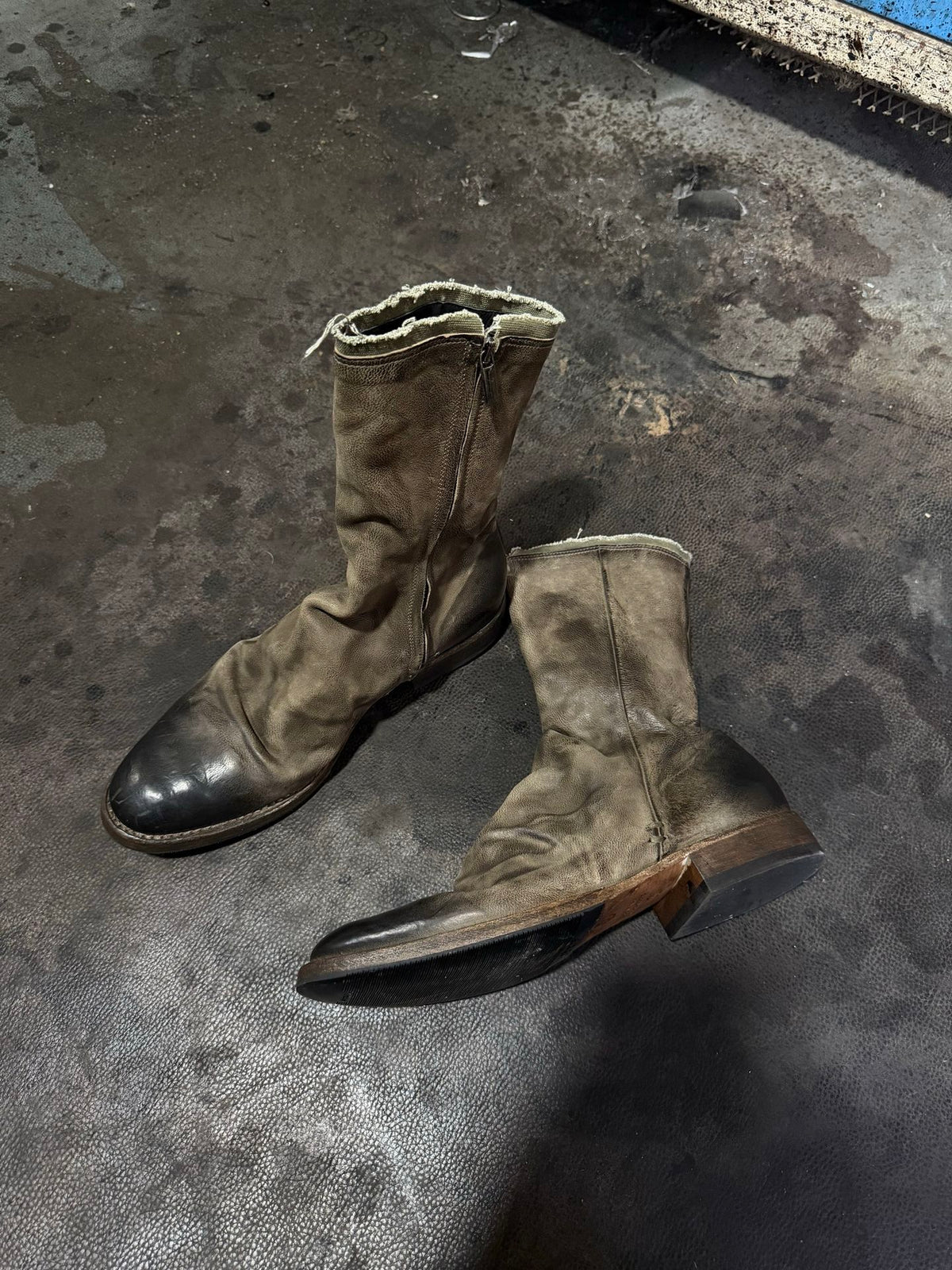 DISTRESSED SLouch MID-CALF BOOTS