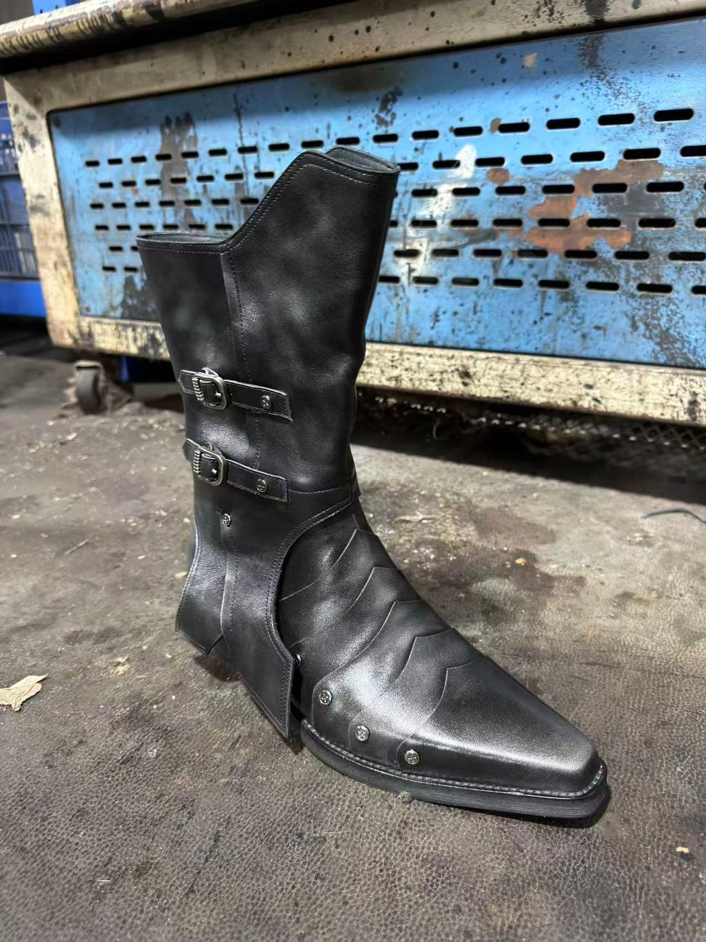 Rivet Buckle Mid-Calf Boots