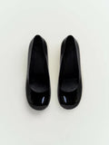 Black Patent Leather Wedge Heel Shoes