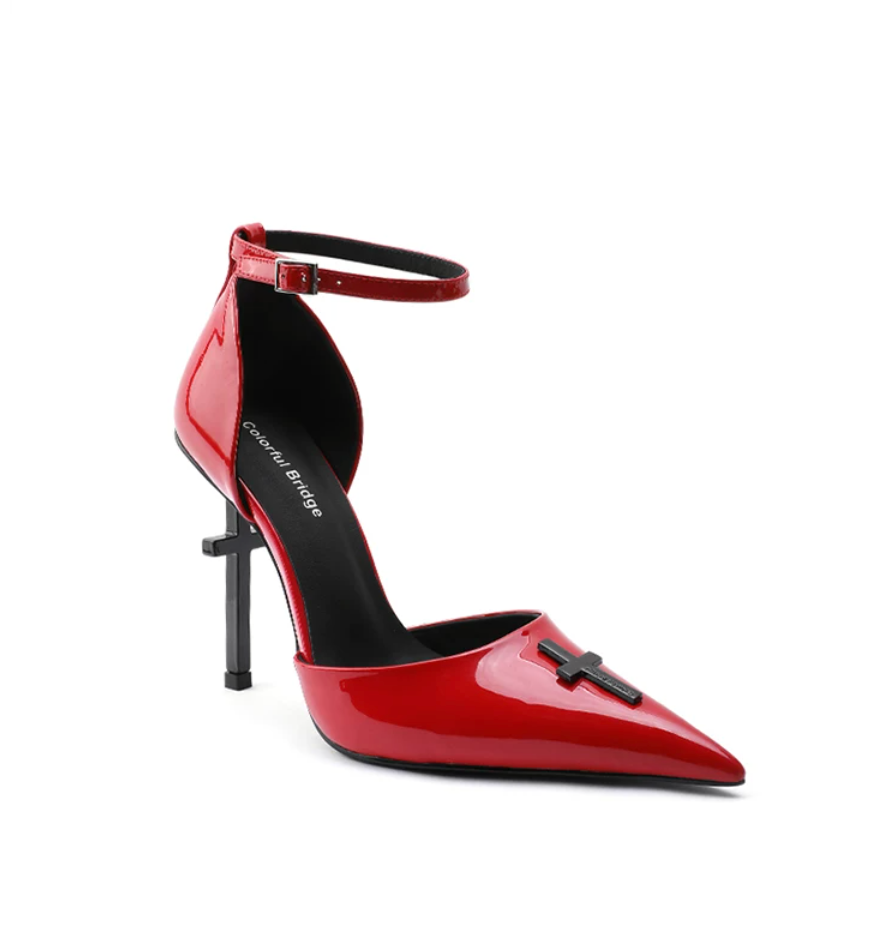 Crucifix Cut-Out Strappy Heels