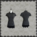 Plaid Wool-Blend Double-Breasted Short-Sleeve Coat – Waist-Cinched Oversized Layering Top