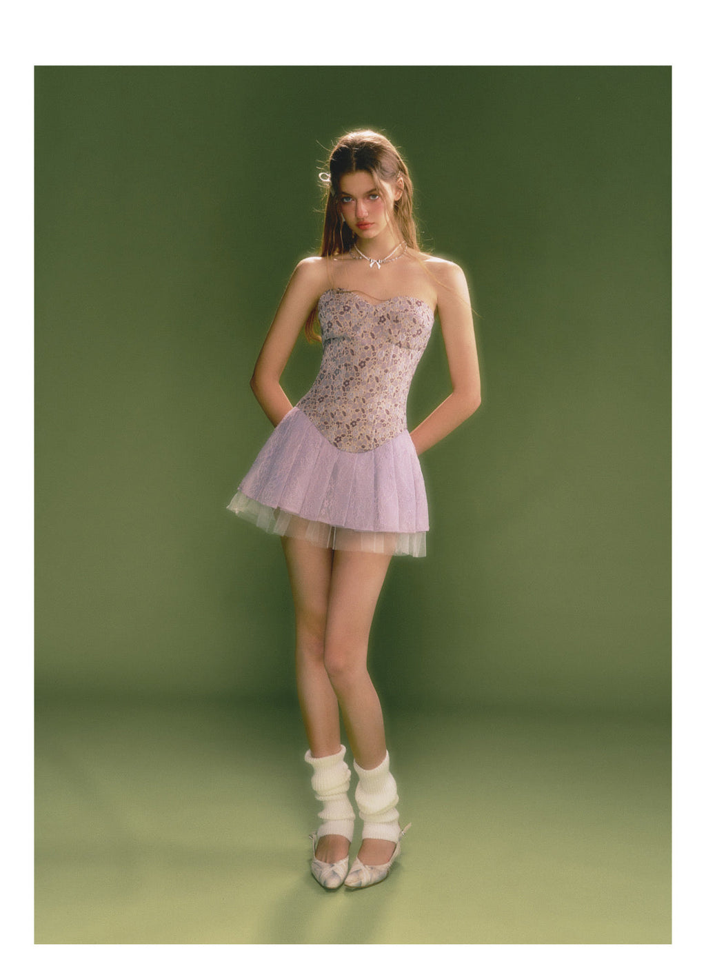 [D008]Purple Iris Bandeau Dress