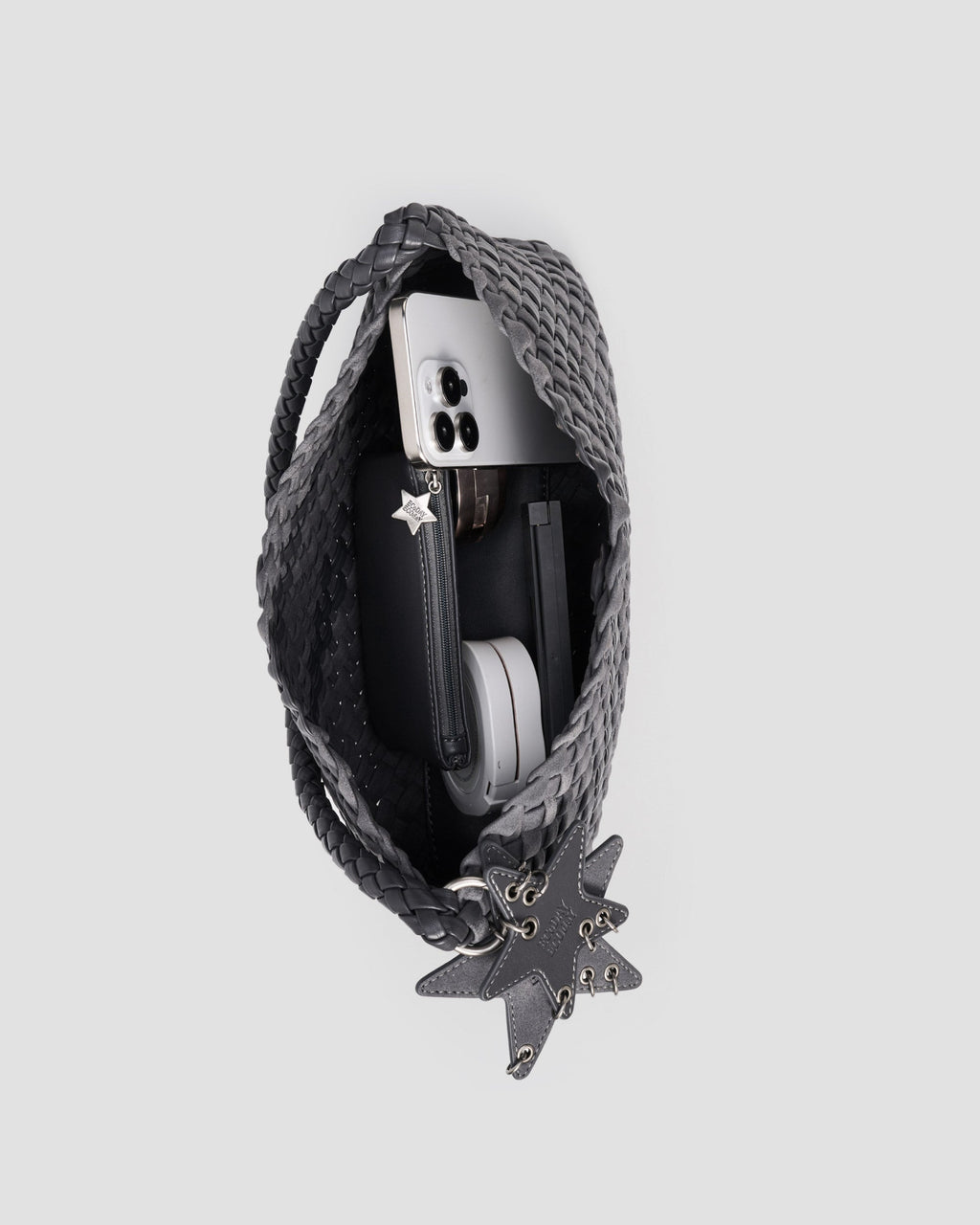 Woven Underarm Bag - Gray worn