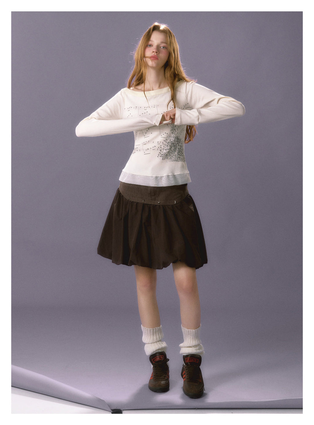 [E0069]Sheet music printed T-shirt