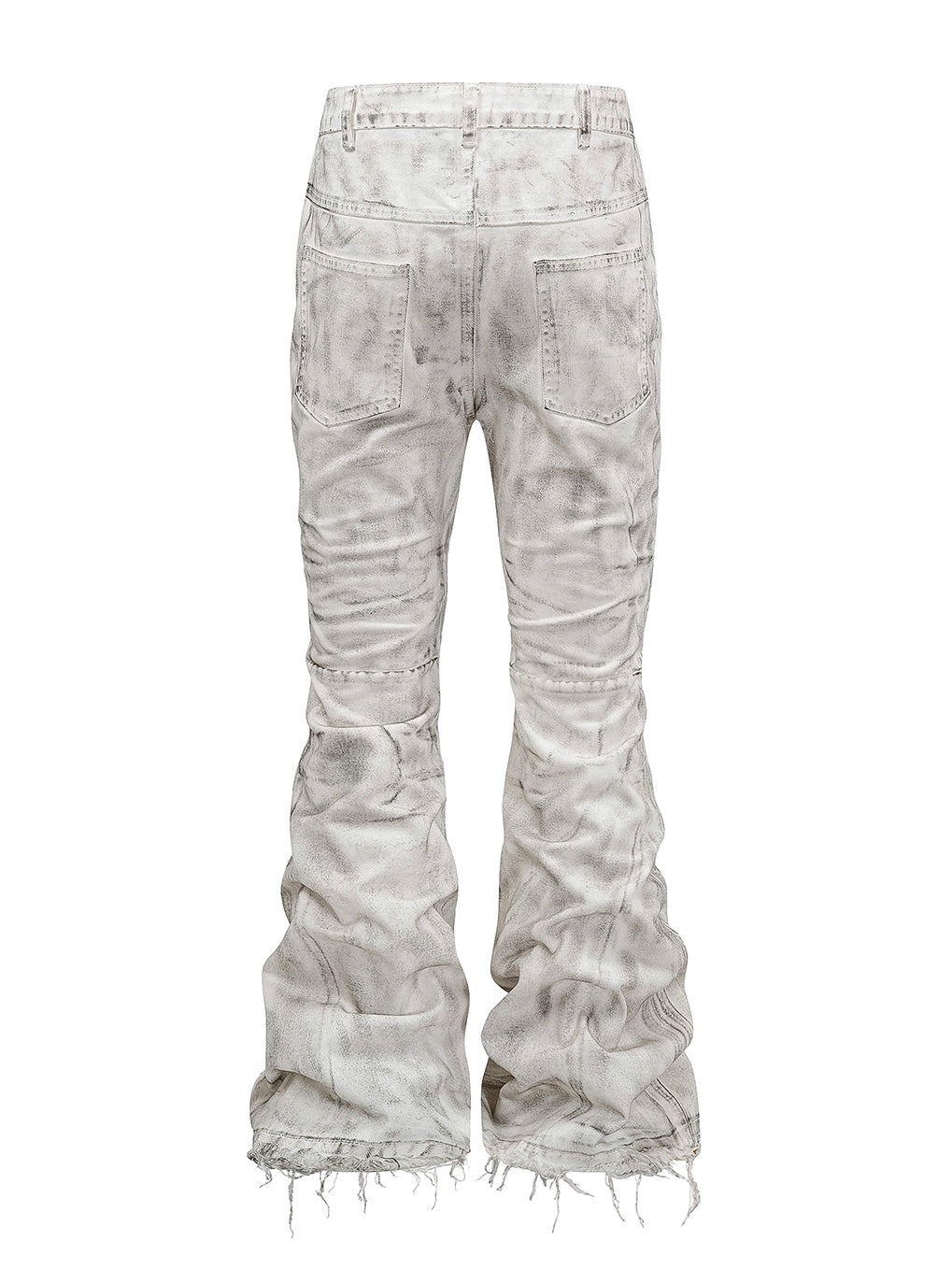 White Distressed Flare Denim Pants