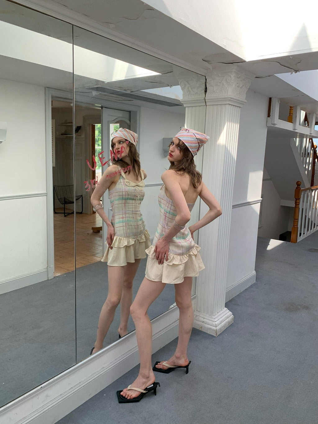 [A00846]Canelé Pink Gingham Dress