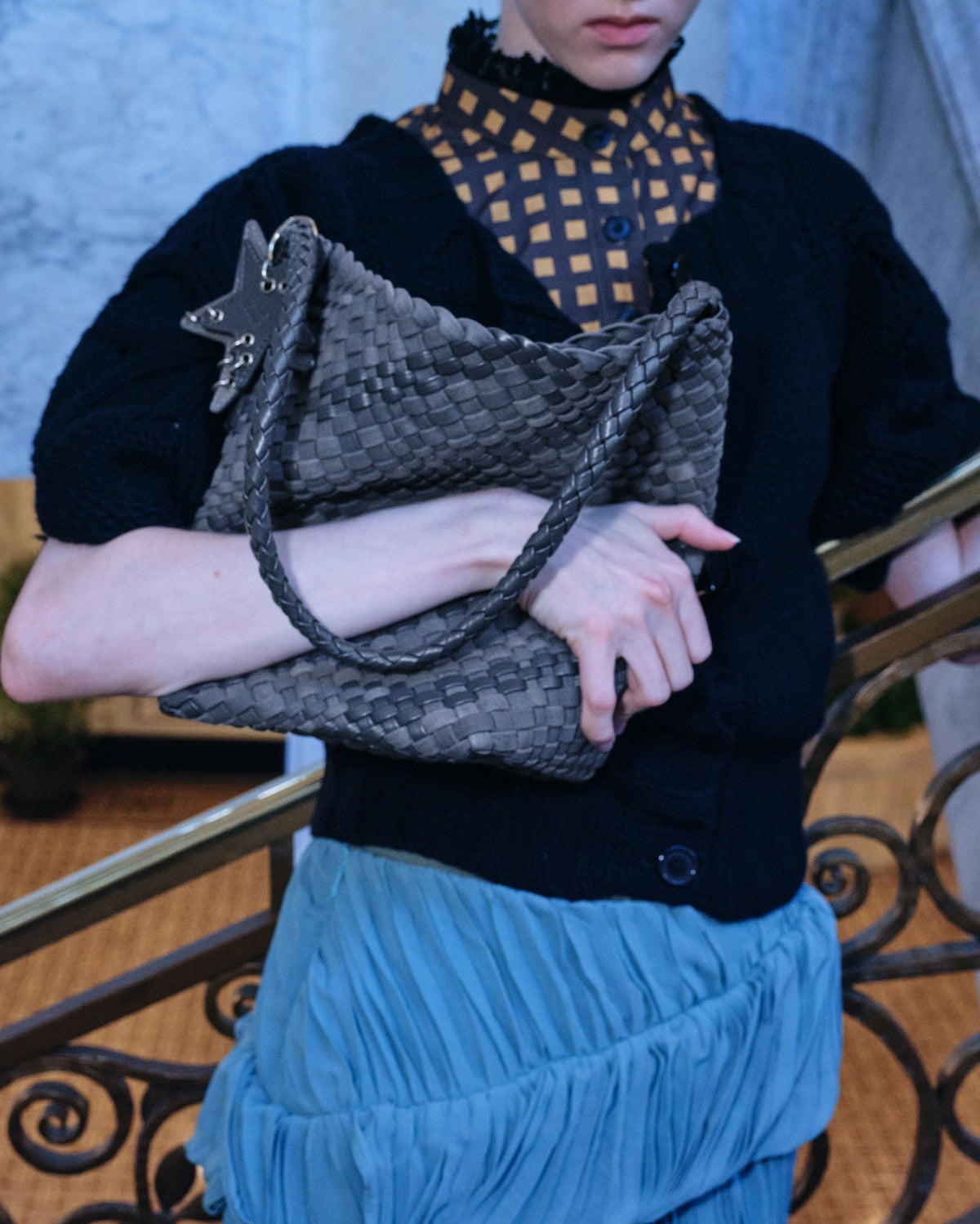 Woven Basket Bag - charm detail