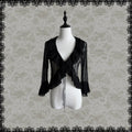 Black Lace Tie-Front Ruffle Hem Cardigan