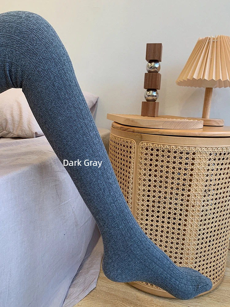 Fleece-Lined Bare-Leg Illusion Tights (Full-Foot / Stirrup)