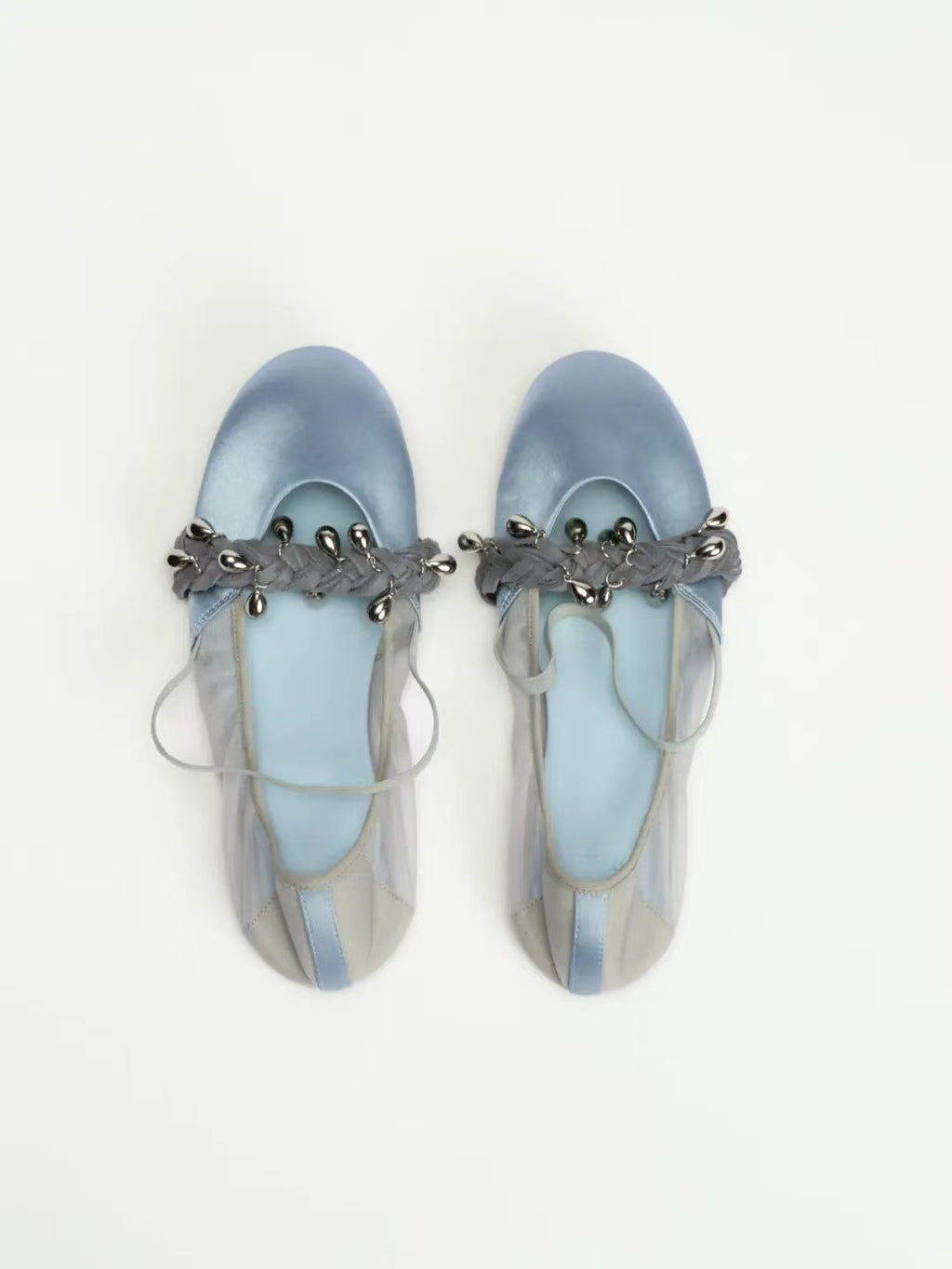 Blue Silk Ballet Flats