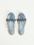 Blue Silk Ballet Flats