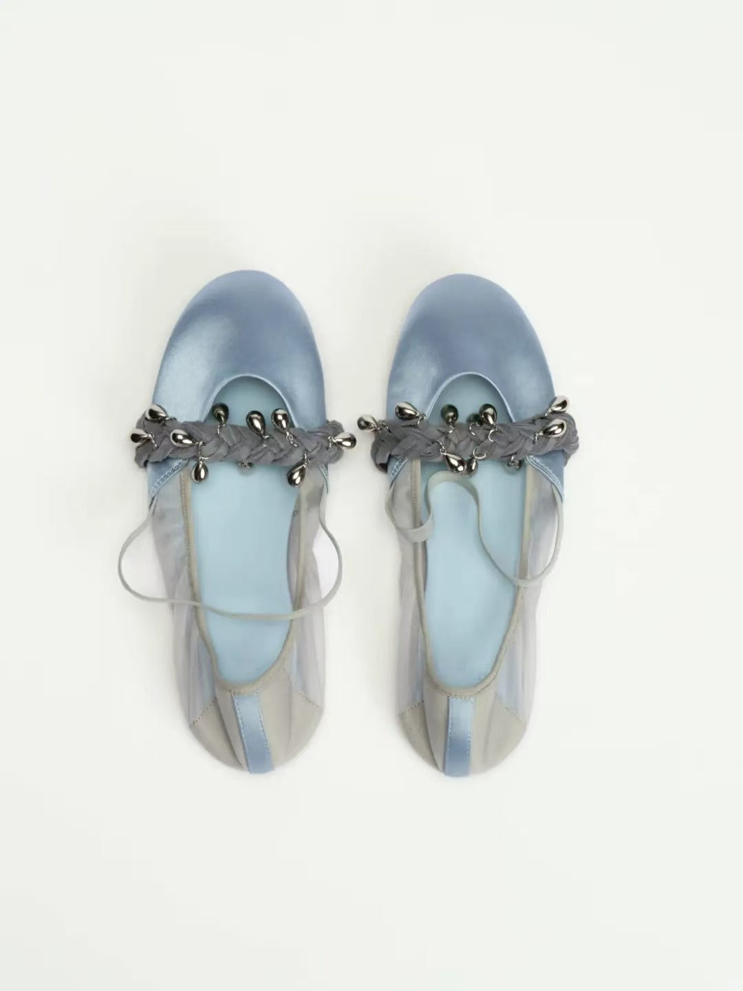 Blue Silk Ballet Flats