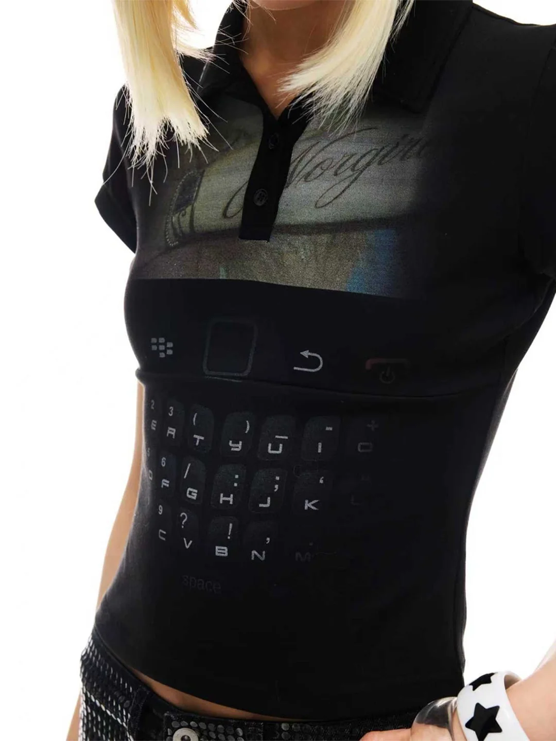 Black Berry Retro Graphic Polo