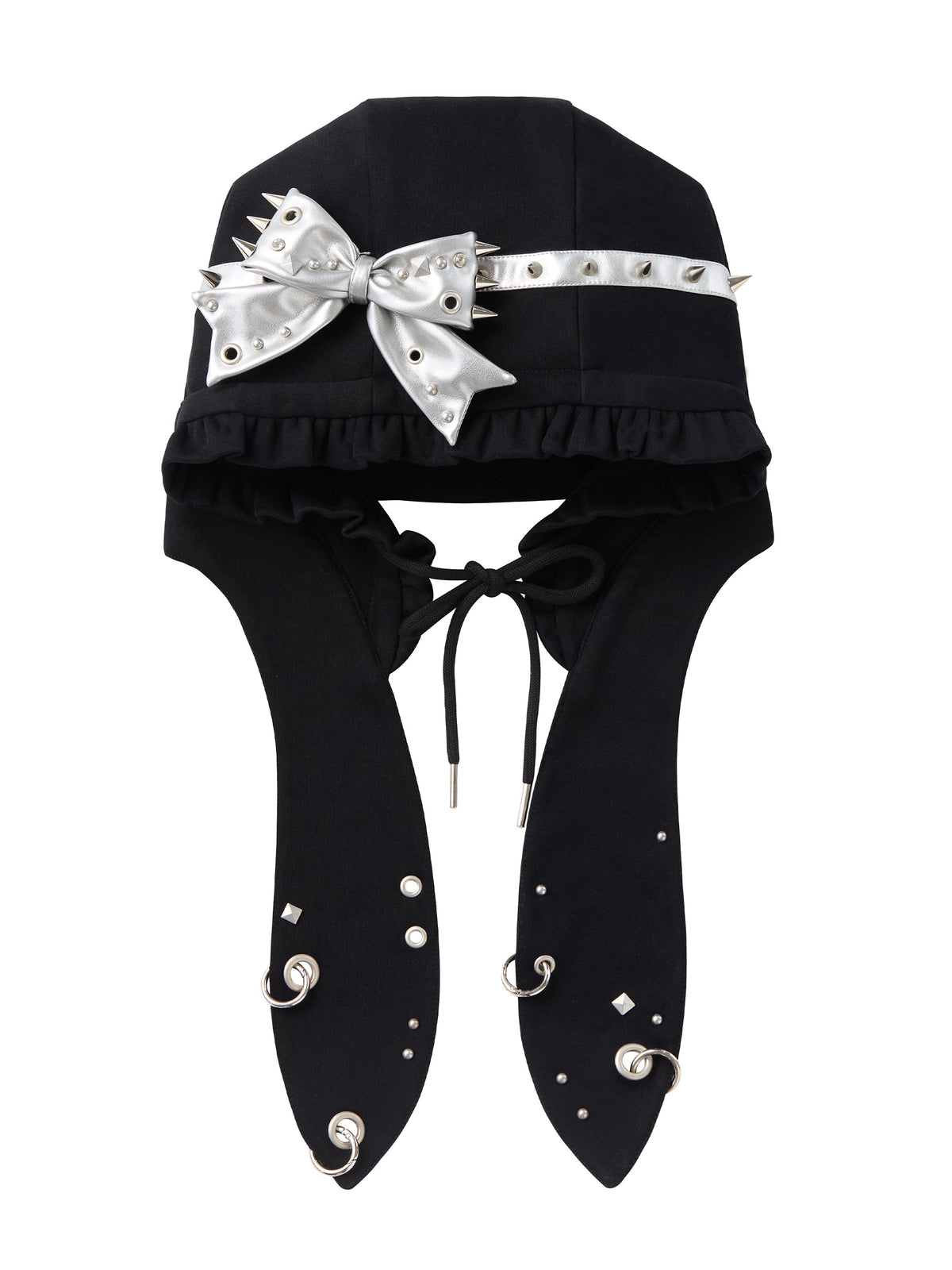 Stud Bow Bunny Hood Hat