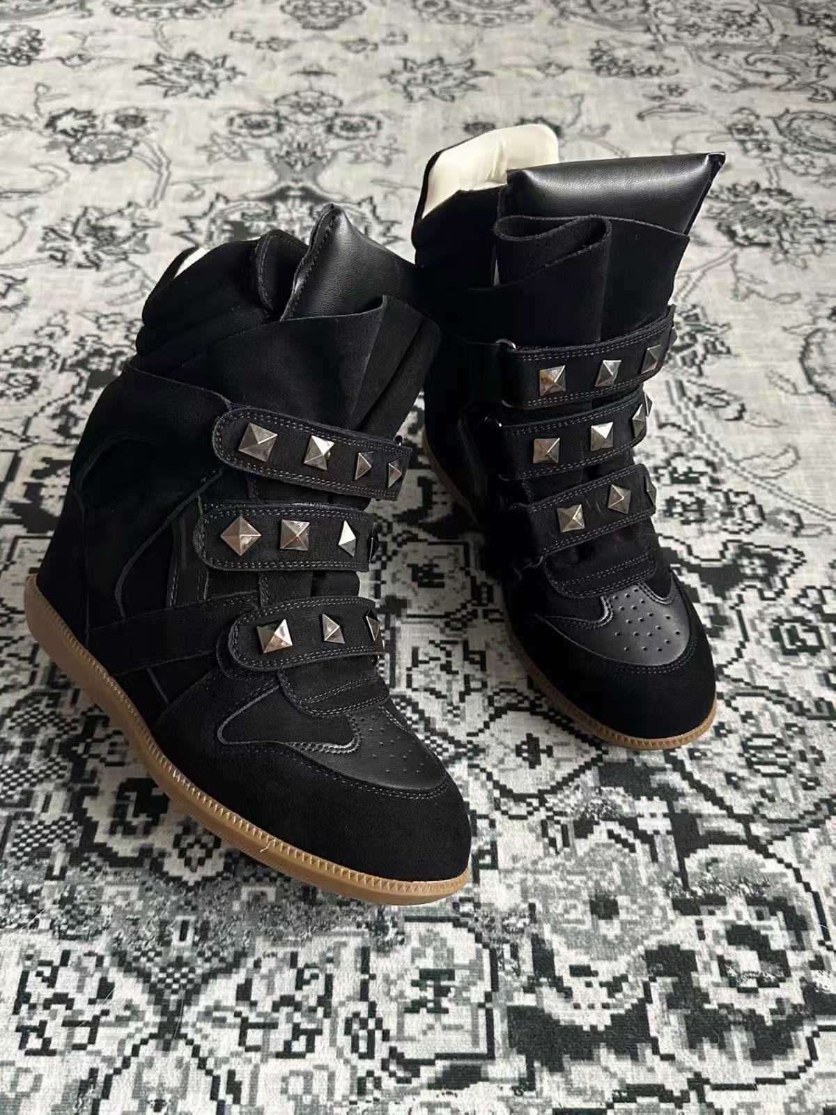 Shadow Rivet High-Top Wedge Boots