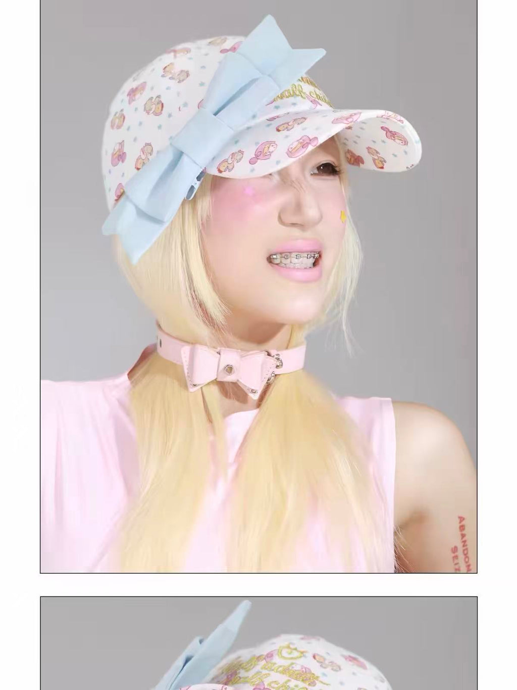 BABY BOW PRINT OVERSIZED BASEBALL CAP