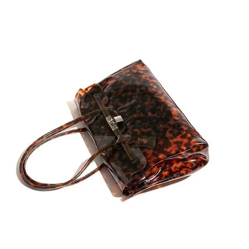 Tortoiseshell Jelly Firkin Tote Bag - Clear PVC Handbag