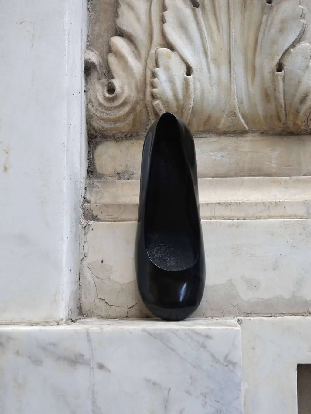 Black Patent Leather Wedge Heel Shoes