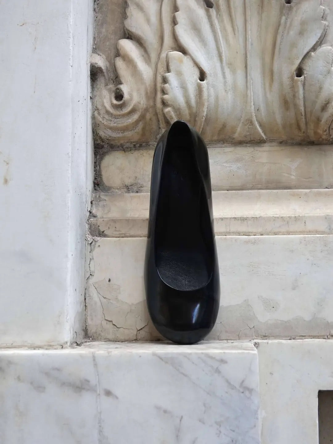 Black Patent Leather Wedge Heel Shoes