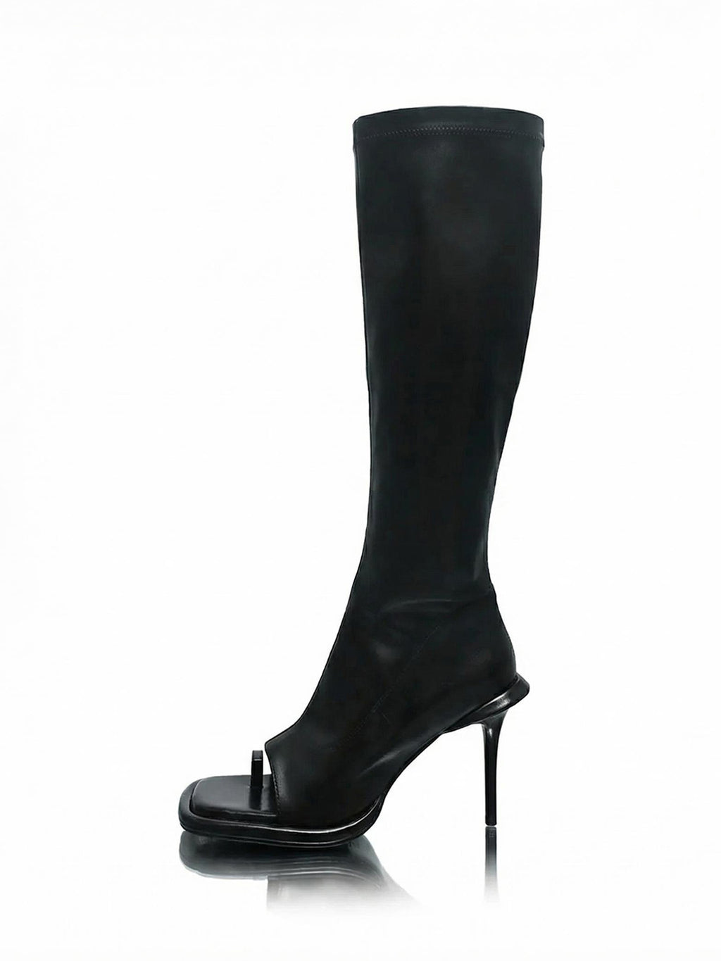 Peep Toe Round-Toe Stretch Booties