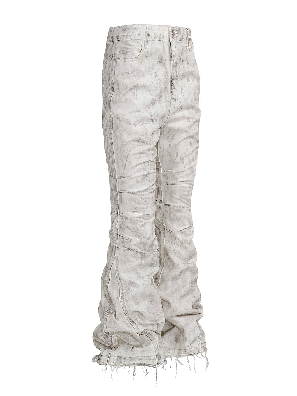 White Distressed Flare Denim Pants