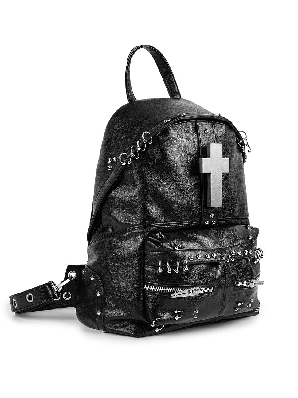 Gothic Cross Cracked Leather Backpack