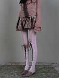 White Lace-Up Tights - Coquette Dark Romance Floral Lace Stockings