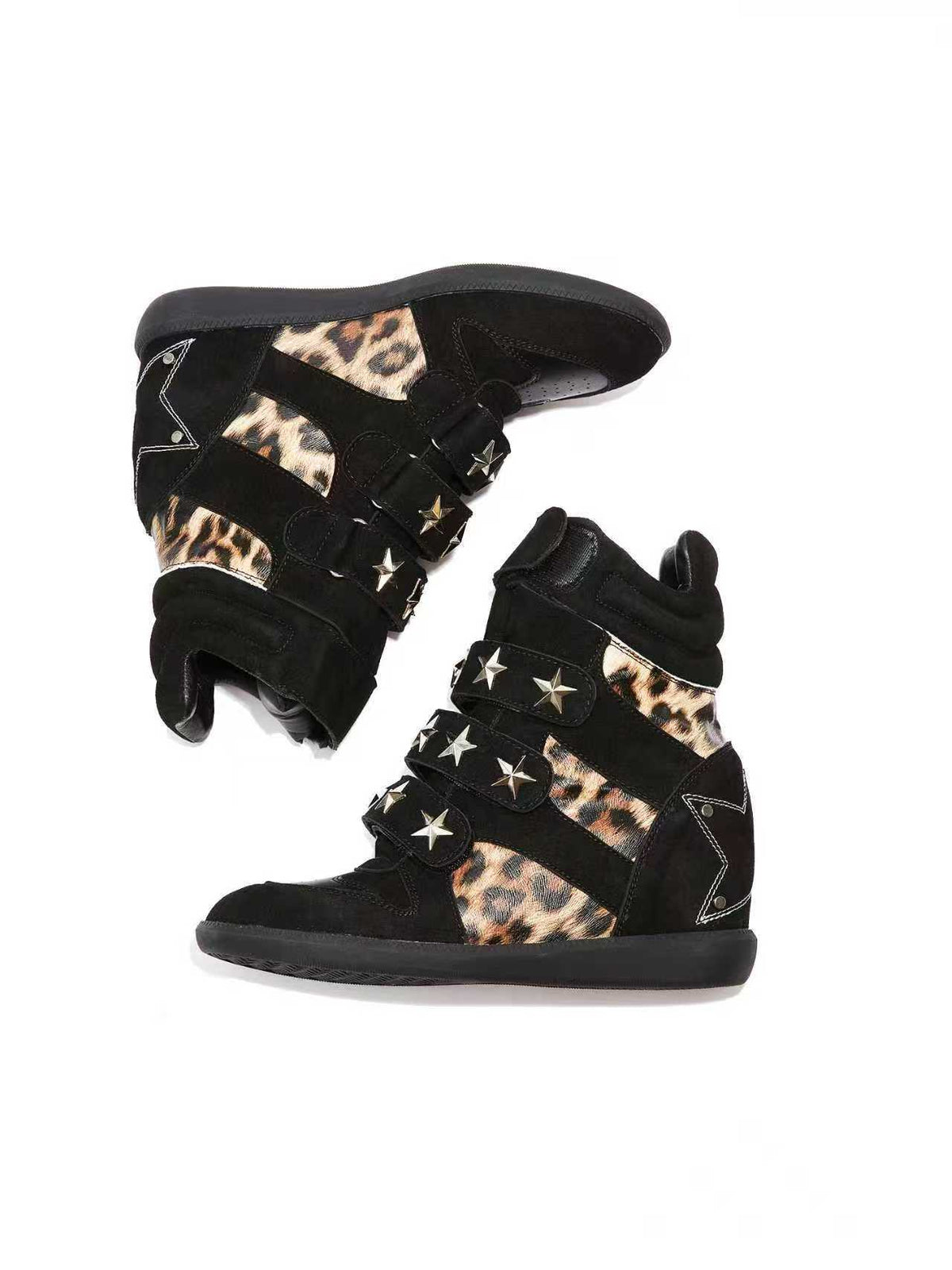 Leopard Print High-Top Sneakers