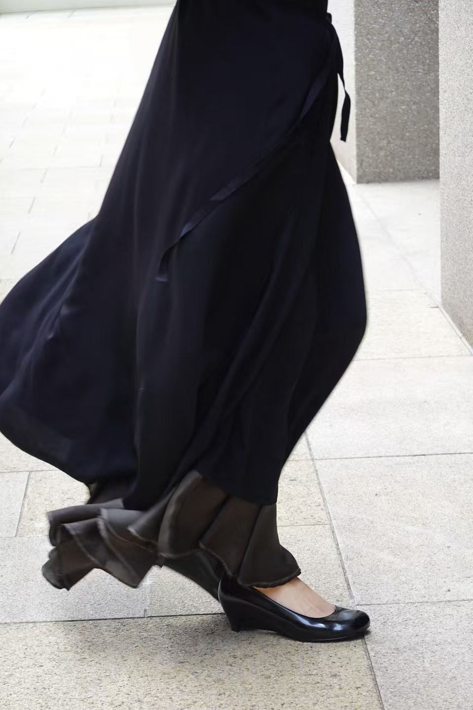 Black Patent Leather Wedge Heel Shoes