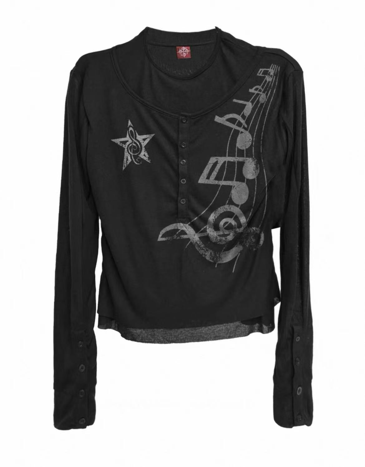 Ribbed Mesh Layering Long Sleeve Top