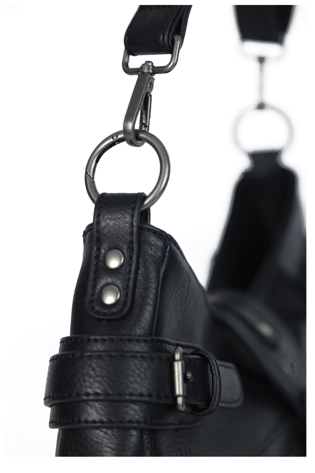 Vintage Textured Half-Moon Leather Bag