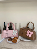 Bow Charm Barrel Shoulder Bag