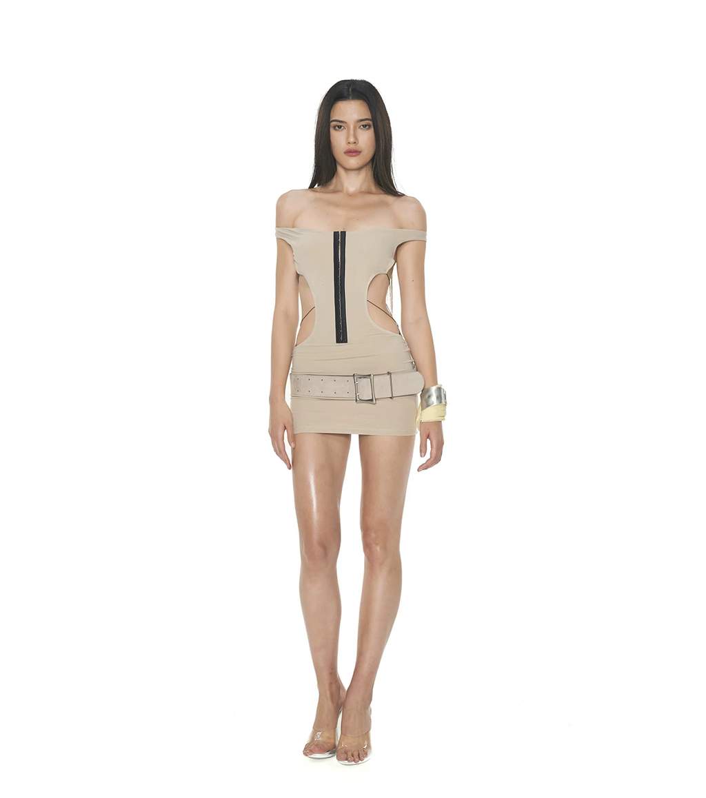 Backless Cross-Tie Halter Bodycon Dress