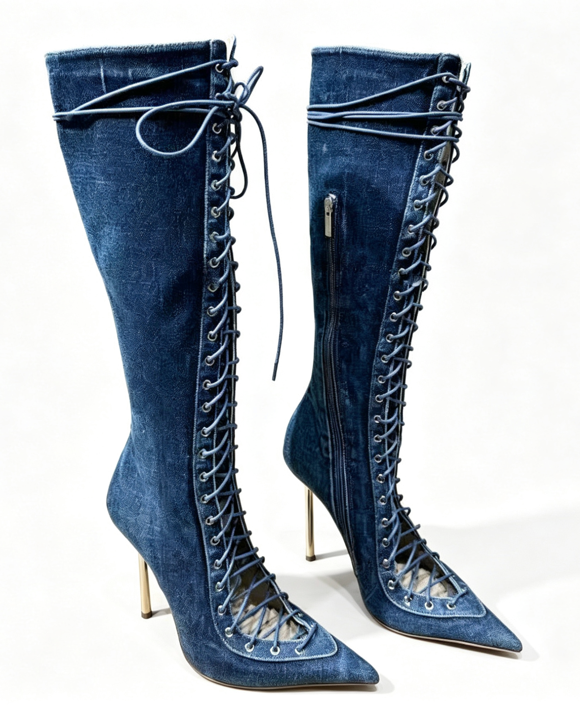 Lace-Up Thigh-High Boots