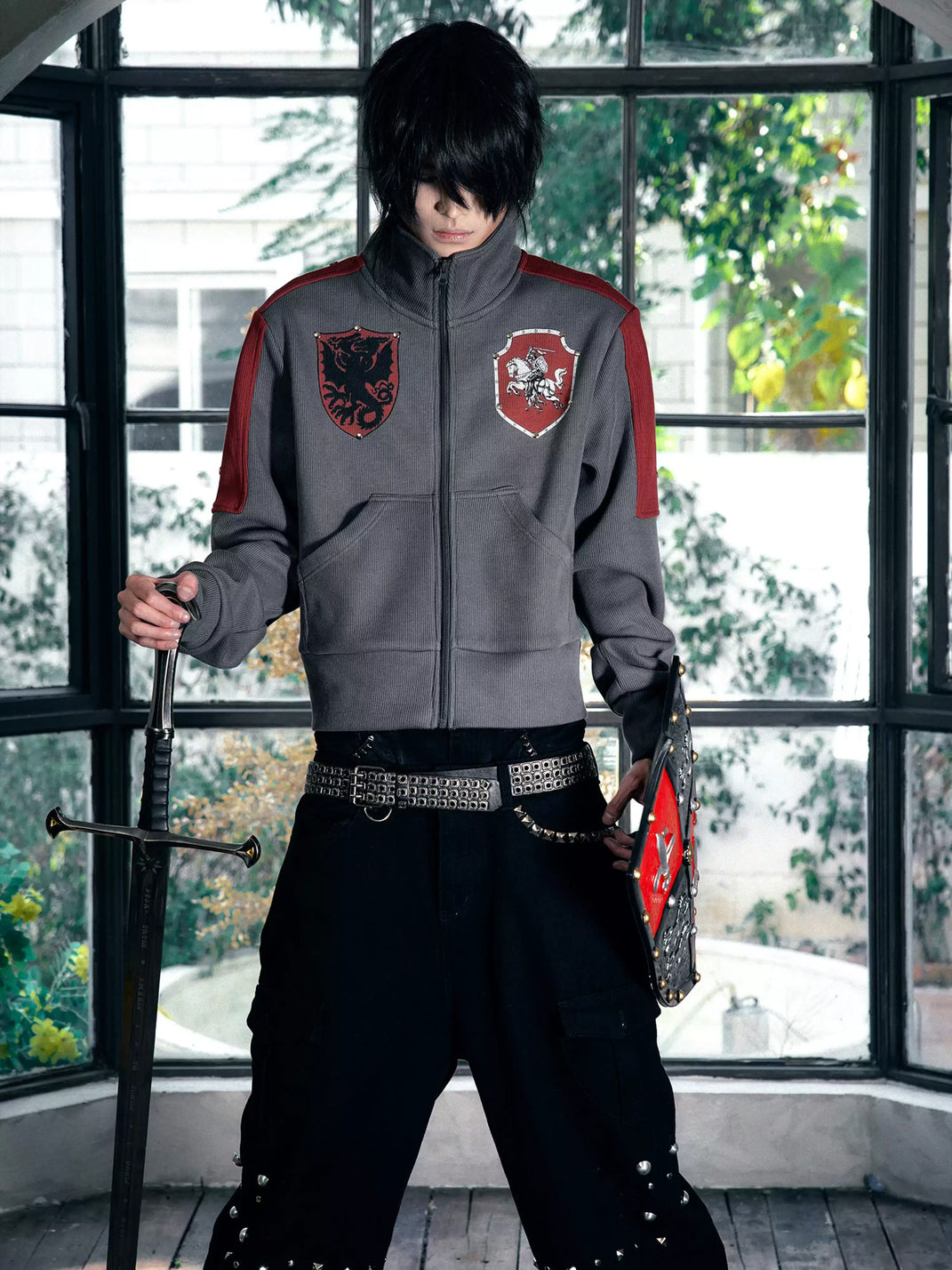 PAIKI Knight Colorblock Stand Collar Fleece Sweatshirt
