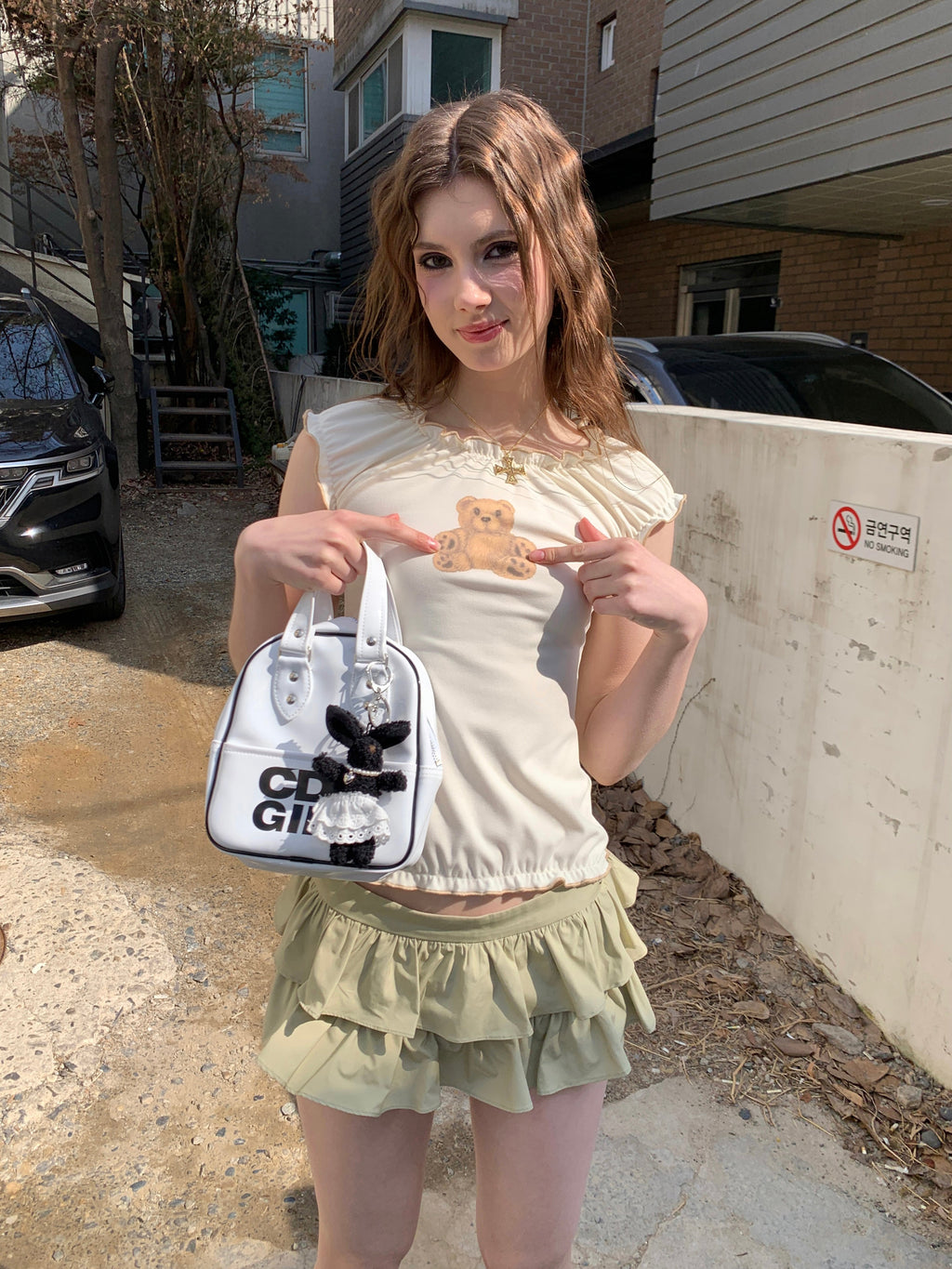 [A00812]Mid-Summer Green Playful Tiered Skirt Shorts