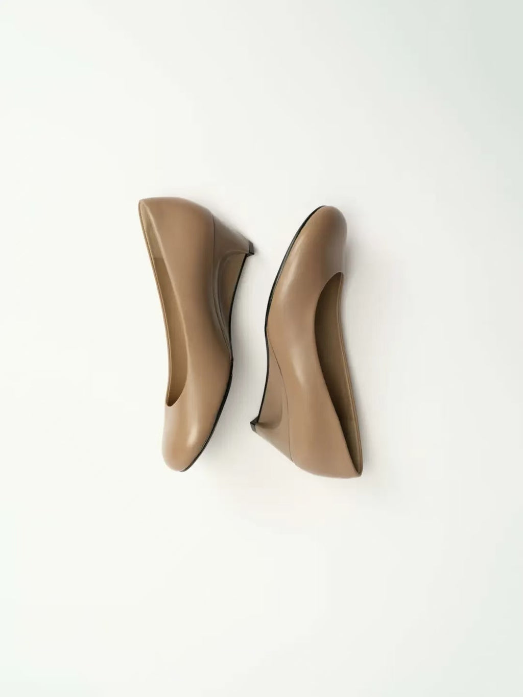 Taupe Calfskin Wedge Heel Shoes